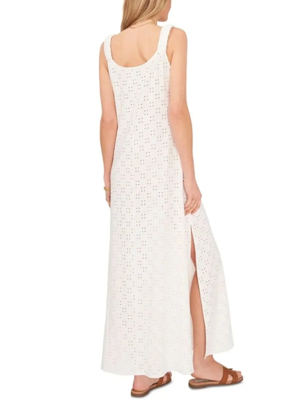 1.STATE Womens Eyelet Maxi Dress Cover-Up Resortwear Beachy Ivory Size XL NWT